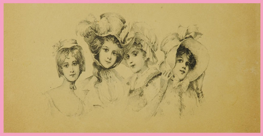 “Fanciulle” (dettaglio di biglietto d’auguri a stampa di fine XIX-inizio XX secolo)