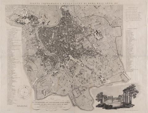 Pietro Ruga, Pianta topografica di Roma nel 1813, acquaforte, Museo di Roma (inv. MR 1526)